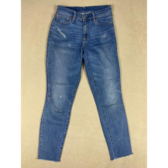 Gap 1960 Womens‎ 26 Skinny Jeans Stretch Mid Rise Distressed Athletic Fit Blue - Picture 1 of 10